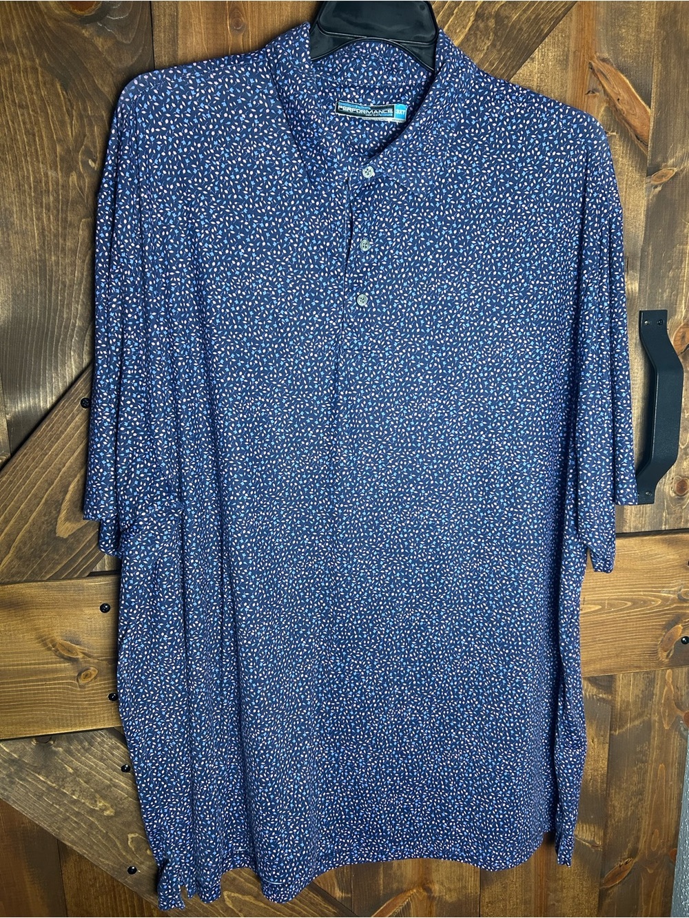 Blue Micro Dot Polo with White Accent